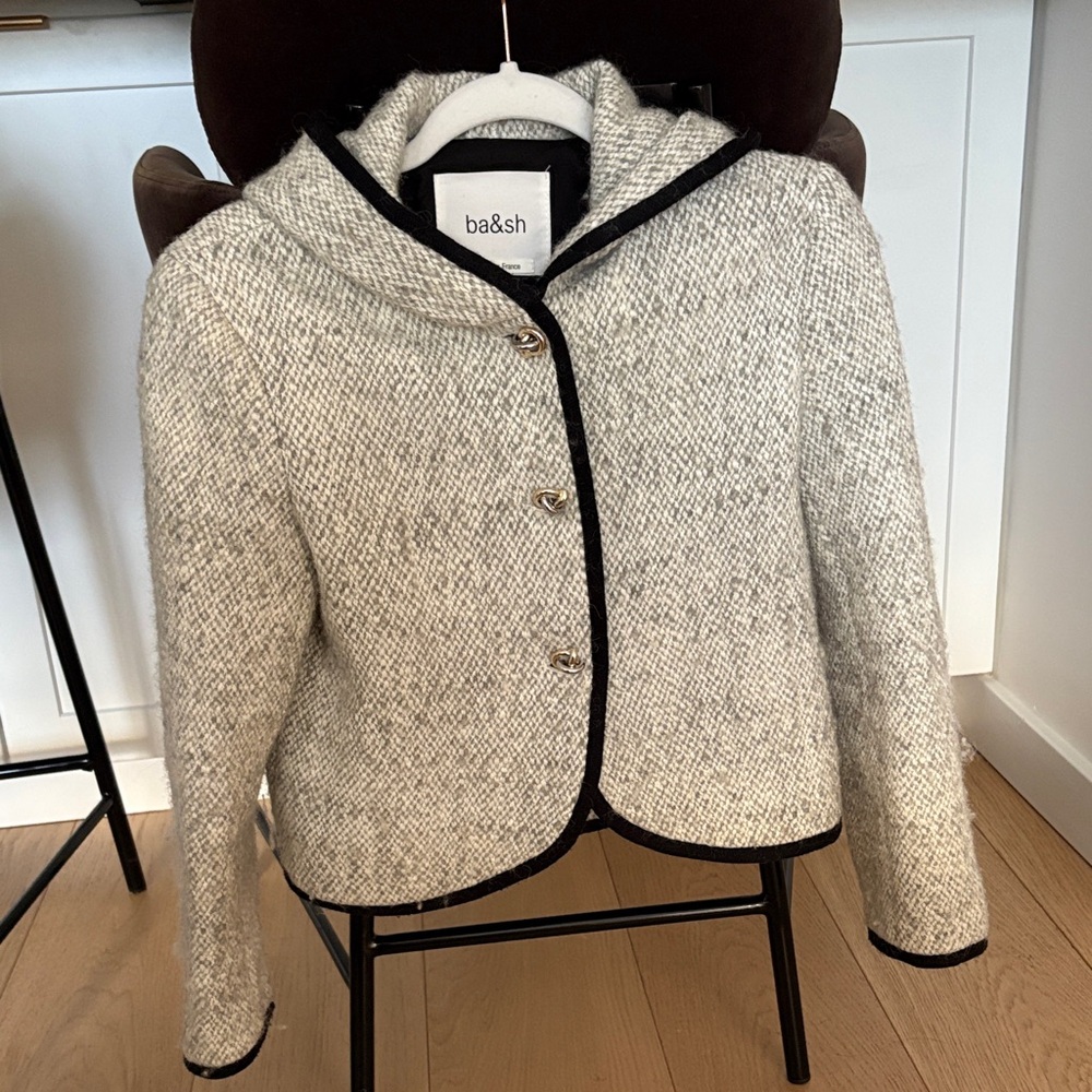 Ba&sh Cream and Black Textured Jacket